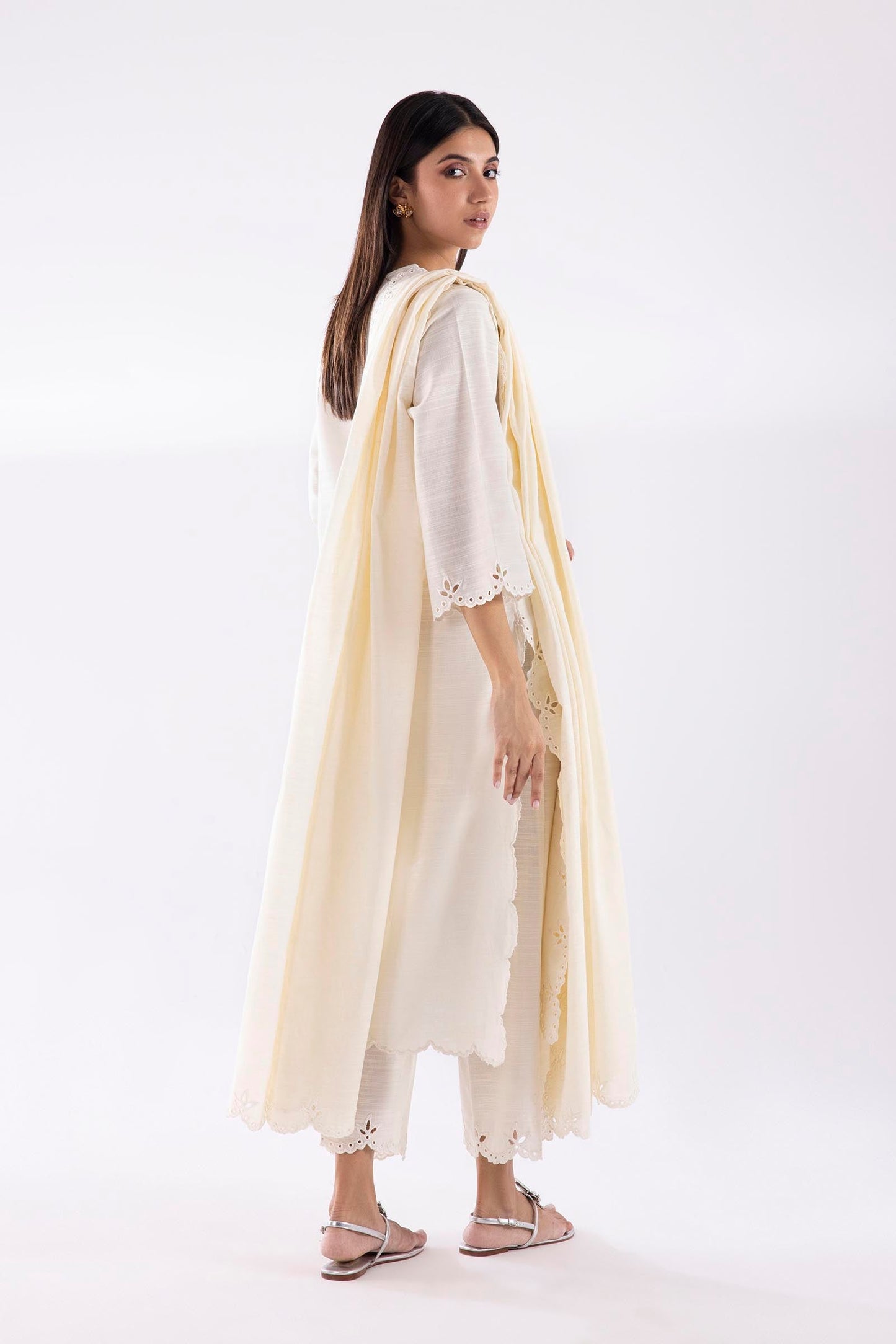 Stitched Embroidered Khaddar Shirt + Culotte