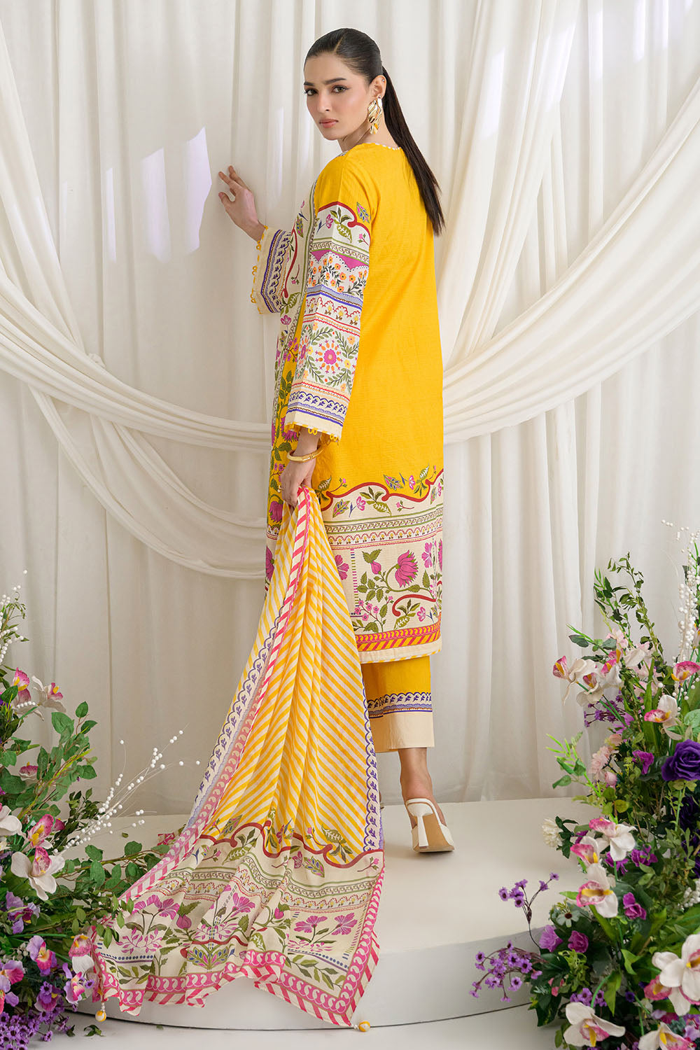 3 Piece Printed Dobby Suit with Printed Lawn Dupatta and Dyed Trouser DB-62002