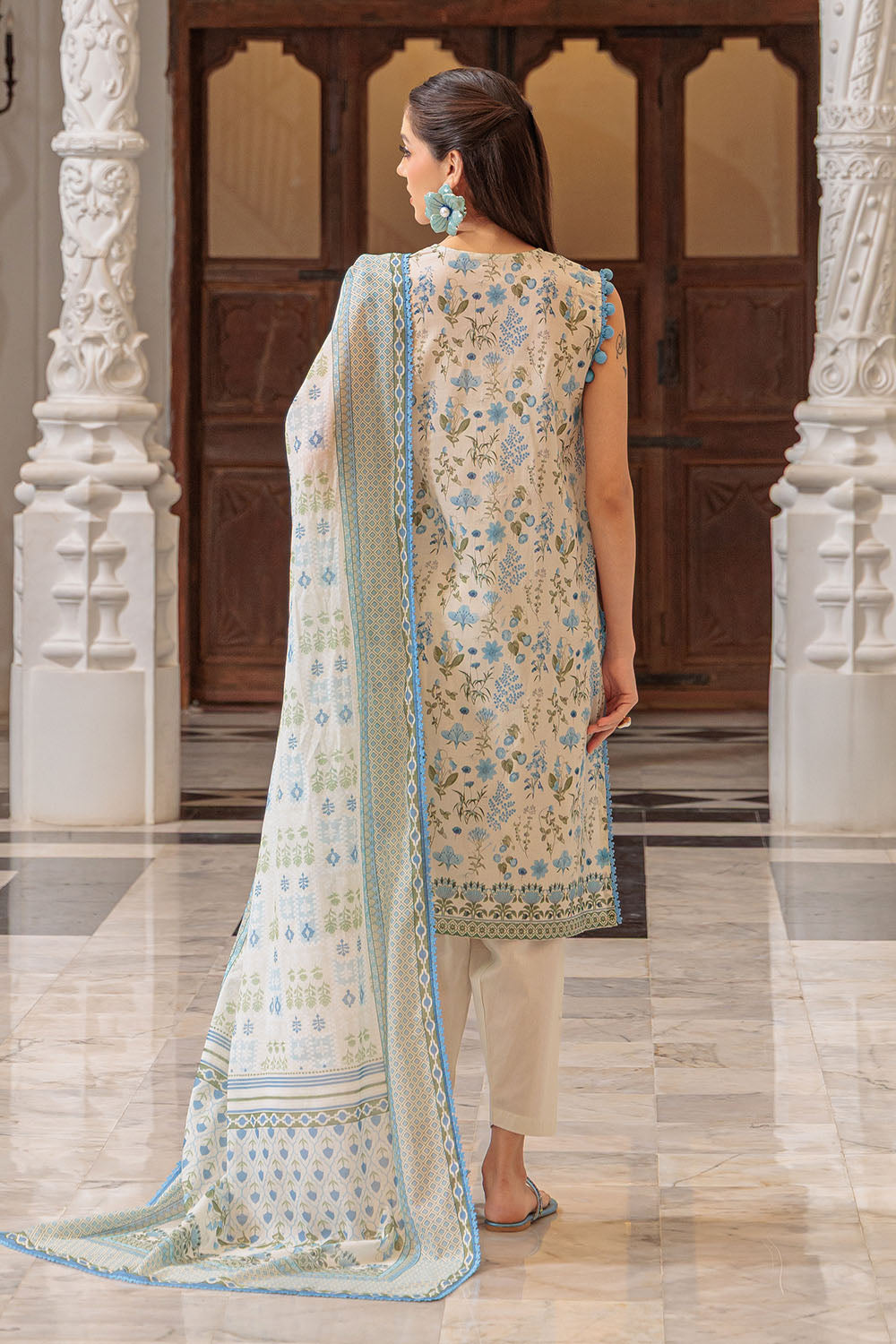 3 Piece Printed Lawn Suit and Dyed Trouser CL-62121 A
