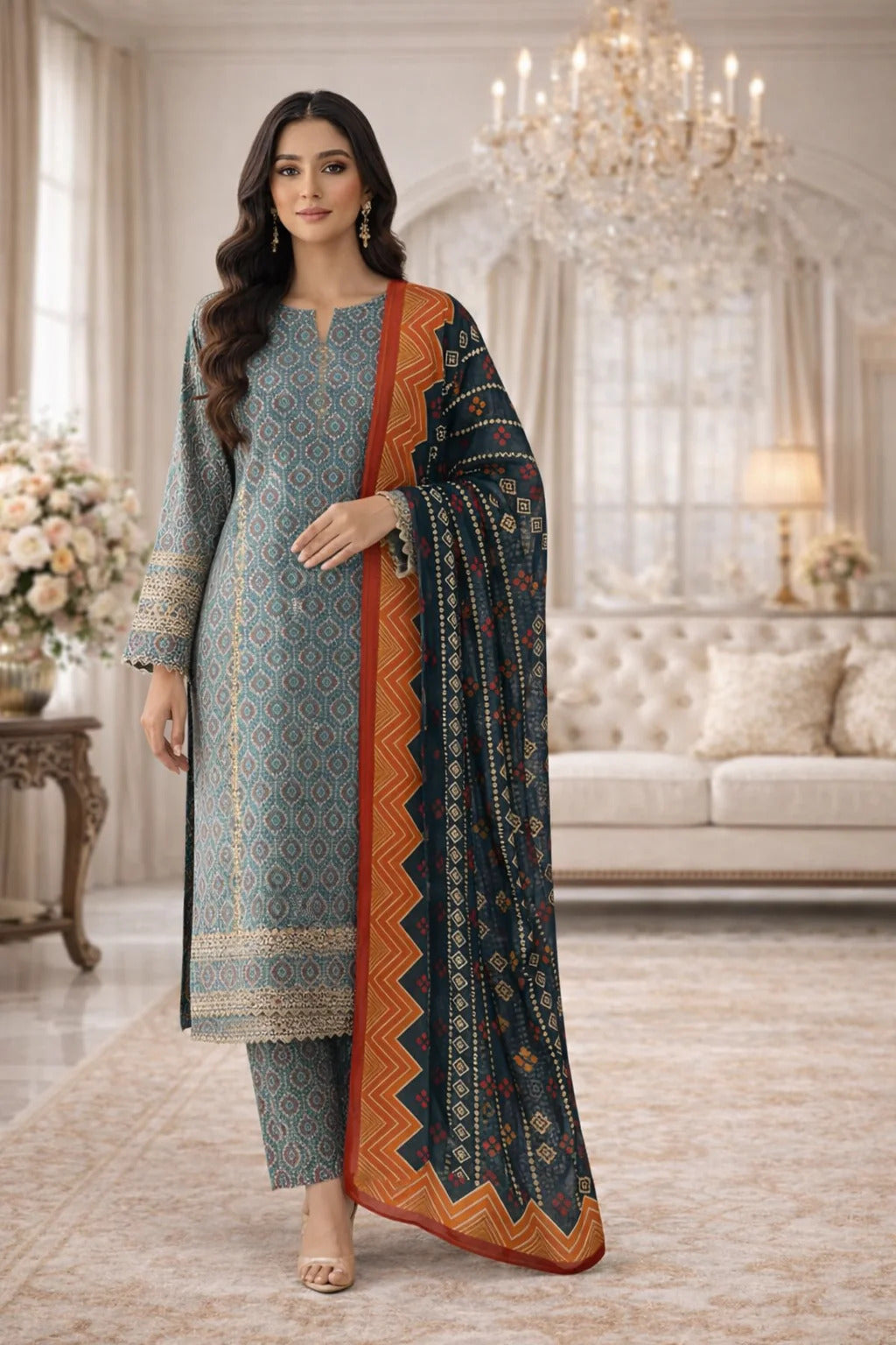 Unstitched Breeze Lawn Suit, All Over Stylish Printed Summer Wear Collection – Random Article VG- 28