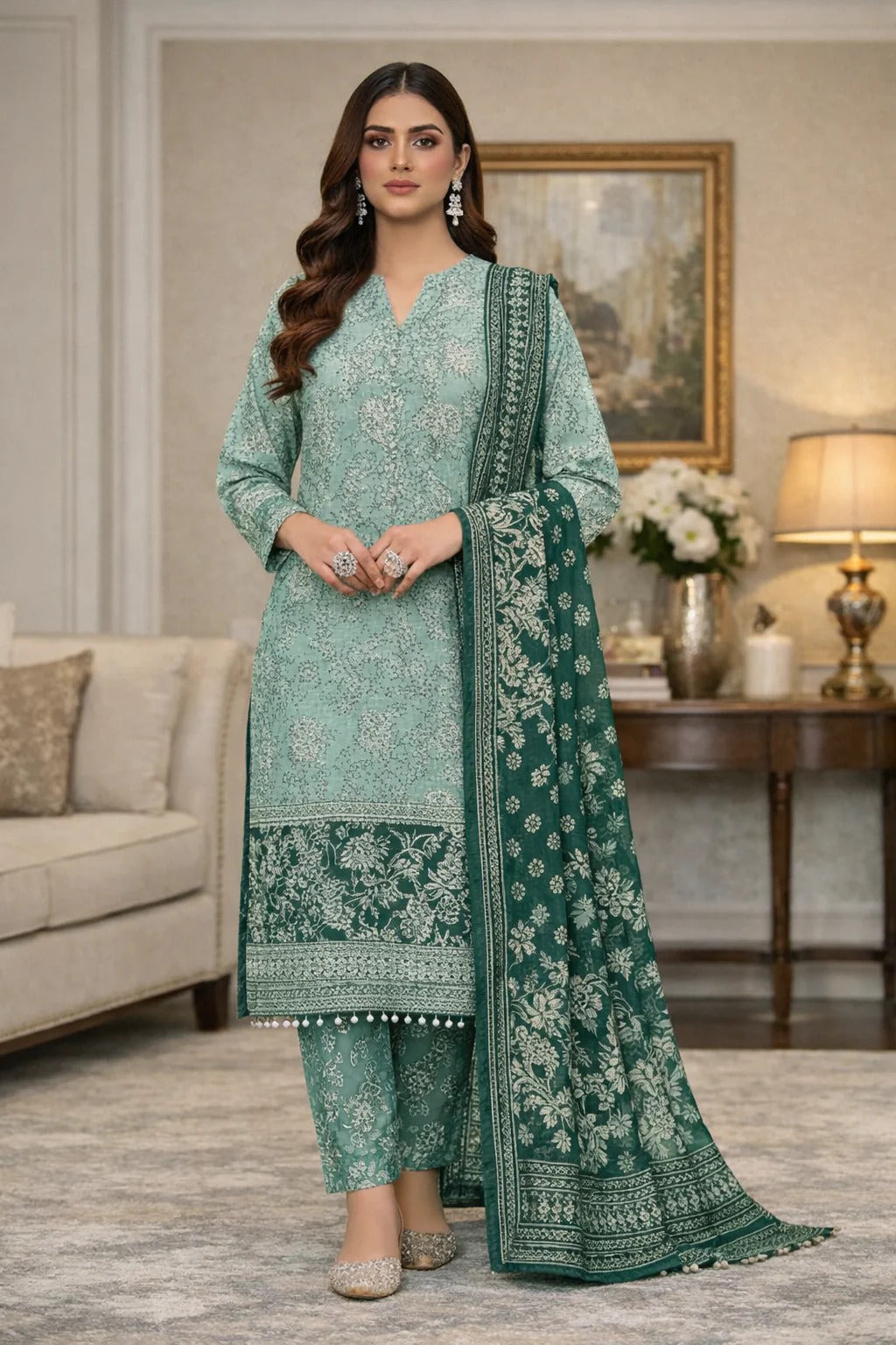 Swiss Lawn Unstitched 3 Piece Suit - A1752