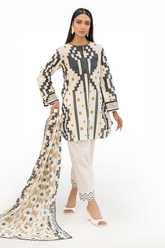 3 Piece Embroidered Printed Lawn Suit with Printed Lawn Dupatta and Dyed Trouser CL-62231
