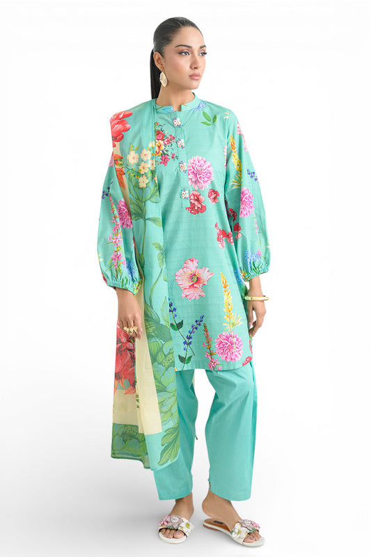 3 Piece Printed Dobby Suit with Printed Lawn Dupatta and Dyed Trouser DB-62005