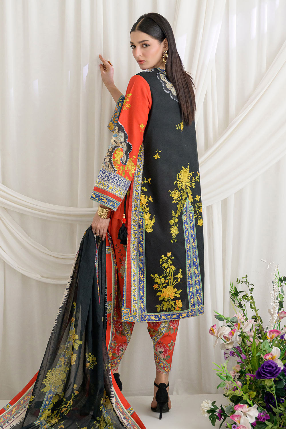 3 Piece Printed Dobby Suit with Printed Lawn Dupatta and Dyed Trouser DB-62003