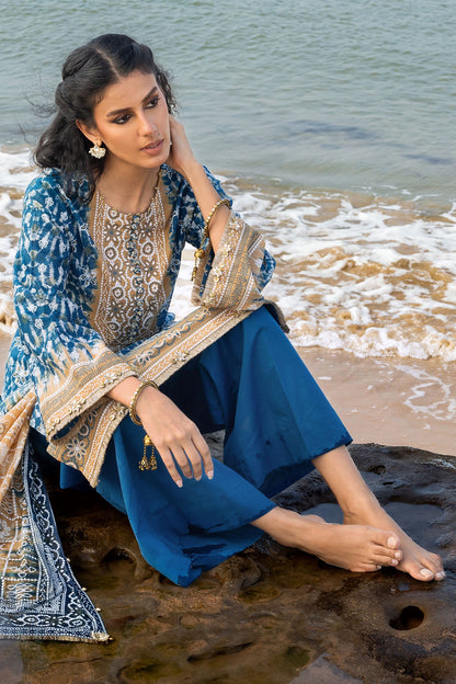 3 Piece Lacquer Printed Lawn Suit with Lacquer Printed Lawn Dupatta and Dyed Trouser CL-62022 A
