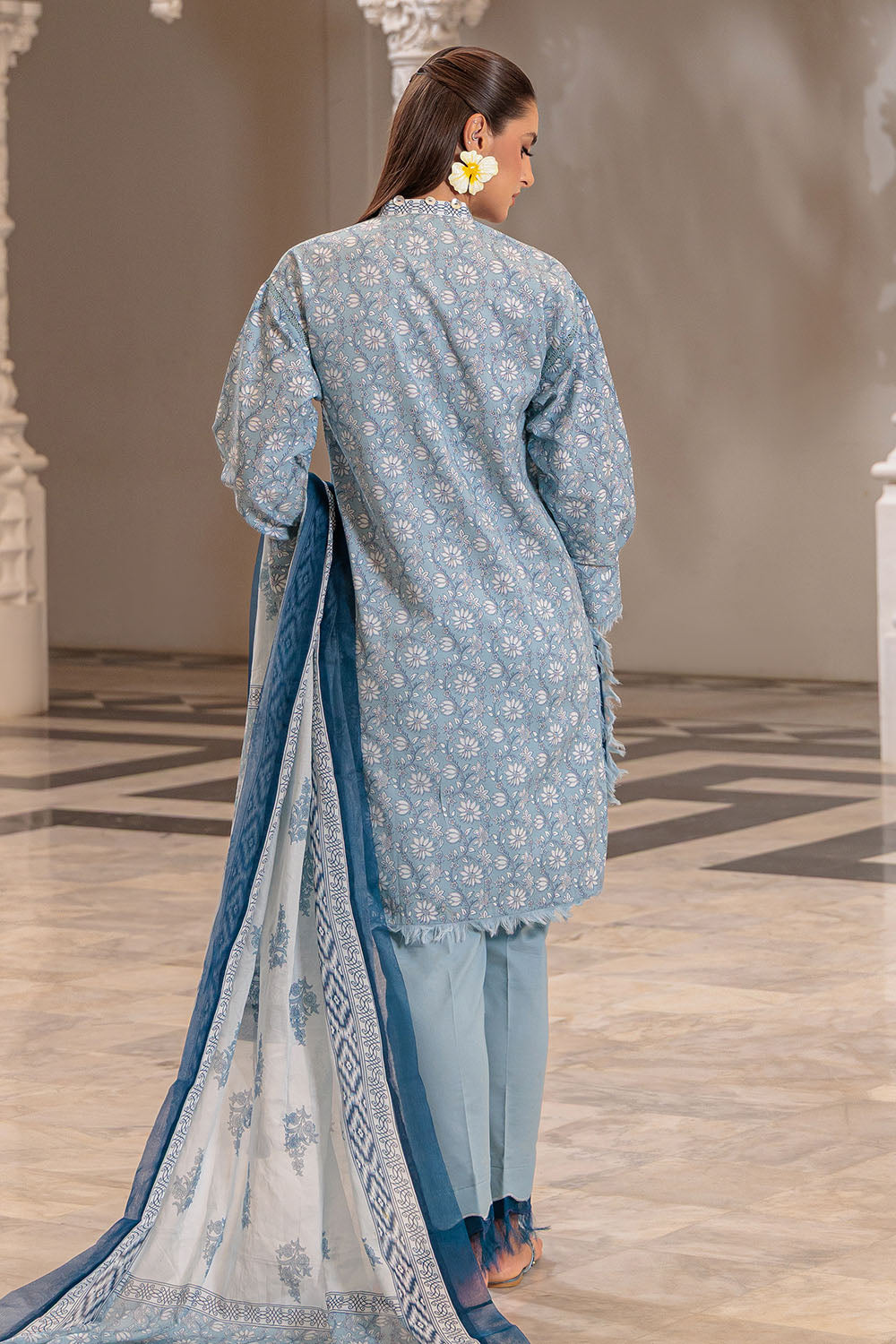 3 Piece Printed Lawn Suit and Dyed Trouser CL-62085 A