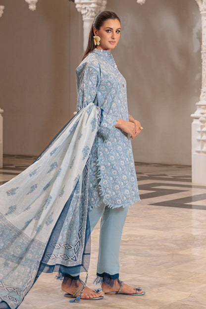 3 Piece Printed Lawn Suit and Dyed Trouser CL-62085 A