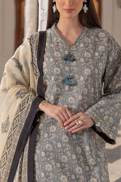 3 Piece Printed Lawn Suit and Dyed Trouser CL-62085 B