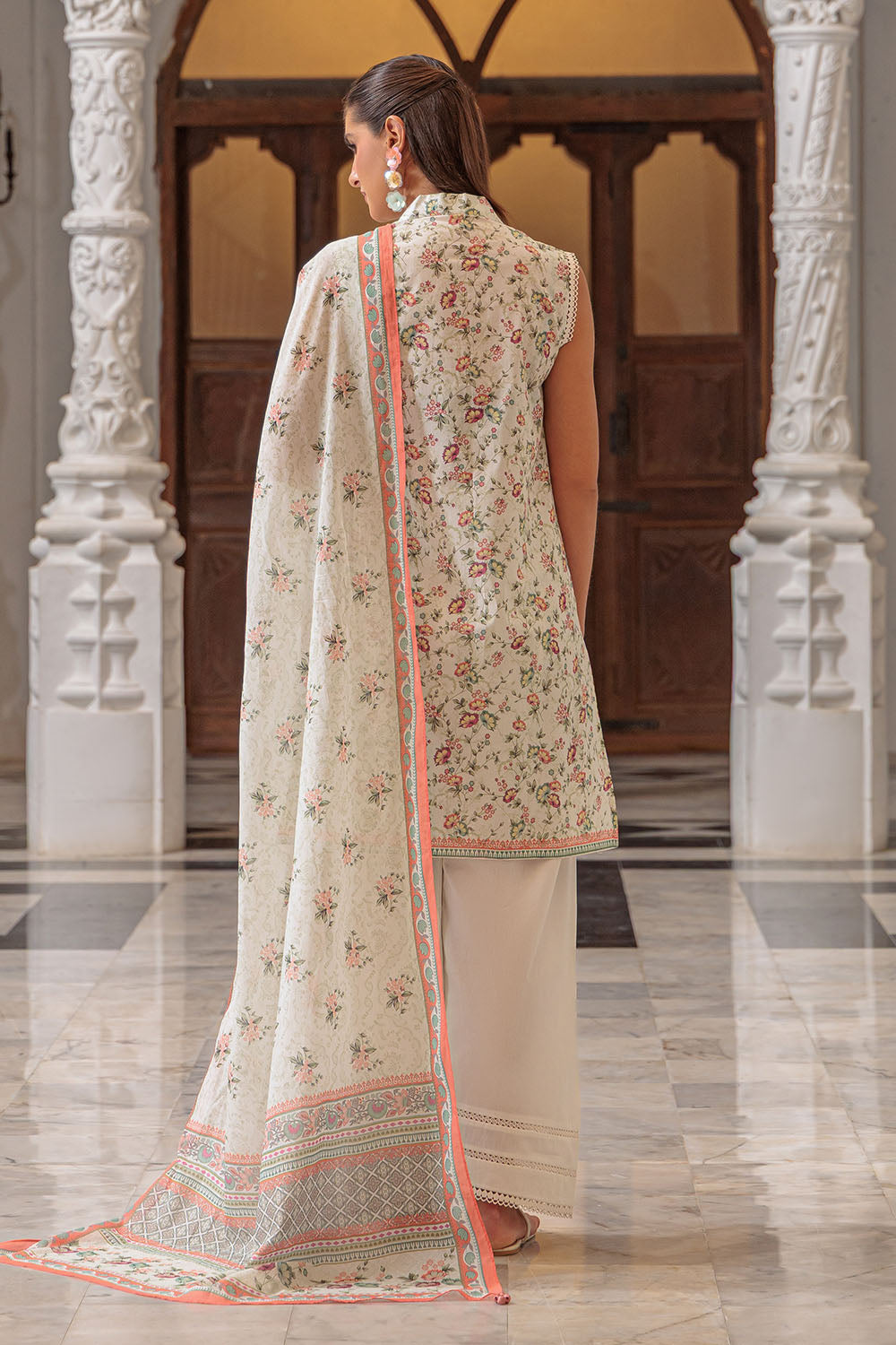 3 Piece Printed Lawn Suit and Dyed Trouser CL-62119 A