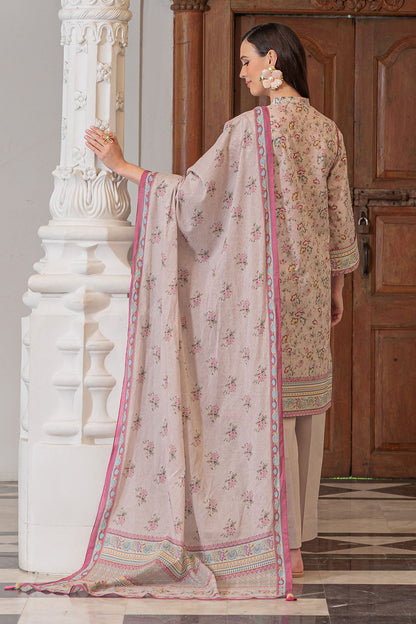 3 Piece Printed Lawn Suit and Dyed Trouser CL-62119 B