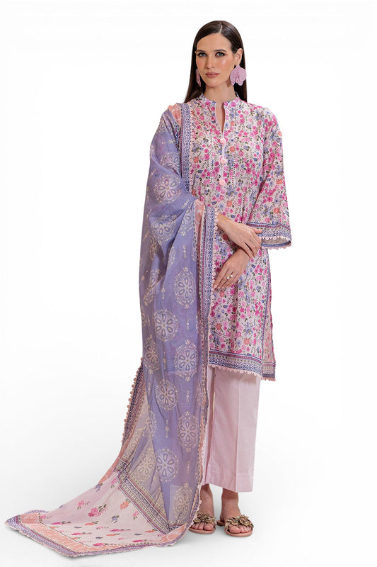 3 Piece Printed Lawn Suit and Dyed Trouser CL-62120 B