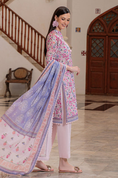 3 Piece Printed Lawn Suit and Dyed Trouser CL-62120 B