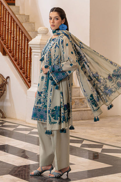3 Piece Printed Lawn Suit and Dyed Trouser CL-62135 A