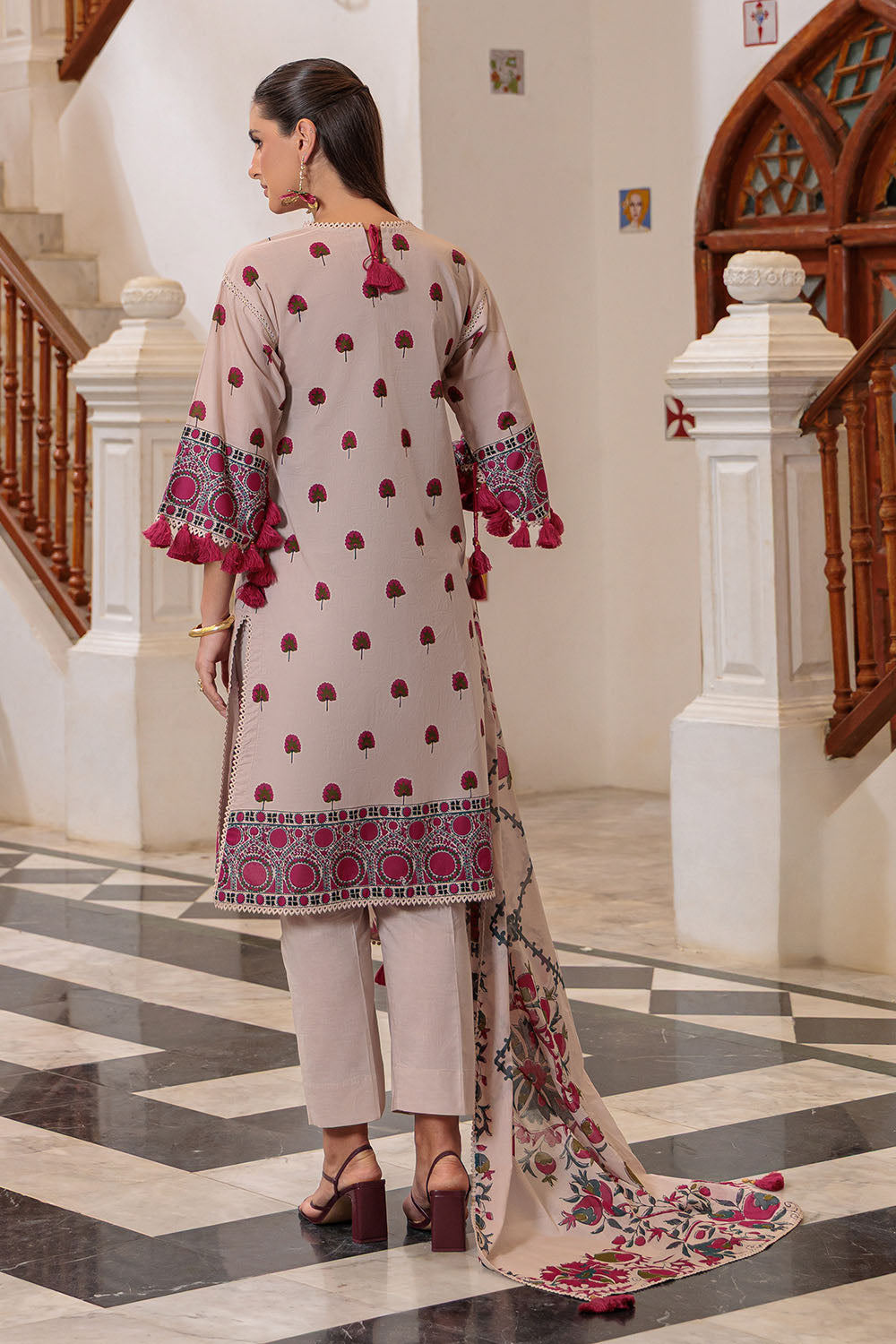 3 Piece Printed Lawn Suit and Dyed Trouser CL-62135 B