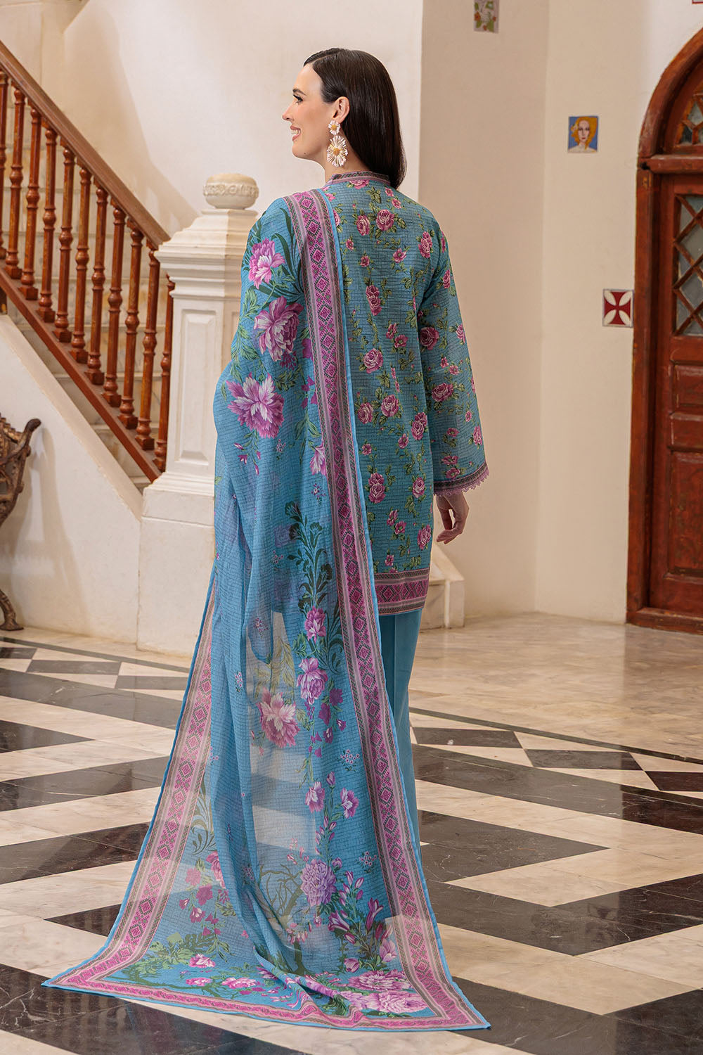 3 Piece Printed Lawn Suit and Dyed Trouser CL-62136 A