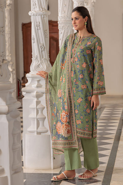 3 Piece Printed Lawn Suit and Dyed Trouser CL-62136 B