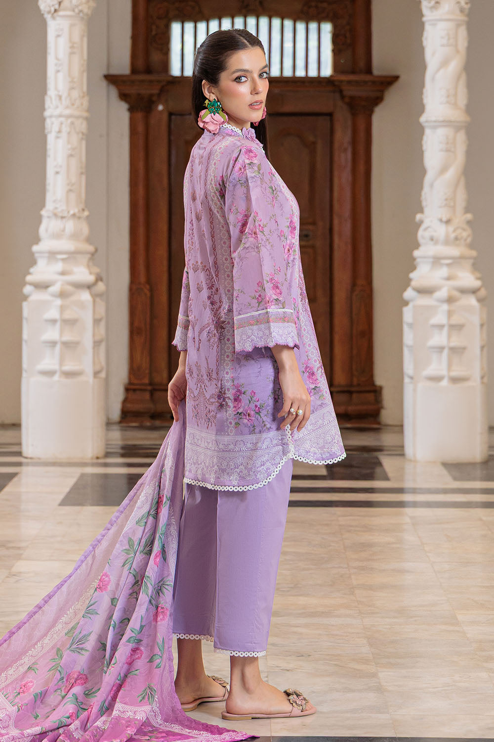 3 Piece Printed Lawn Suit and Dyed Trouser CL-62141