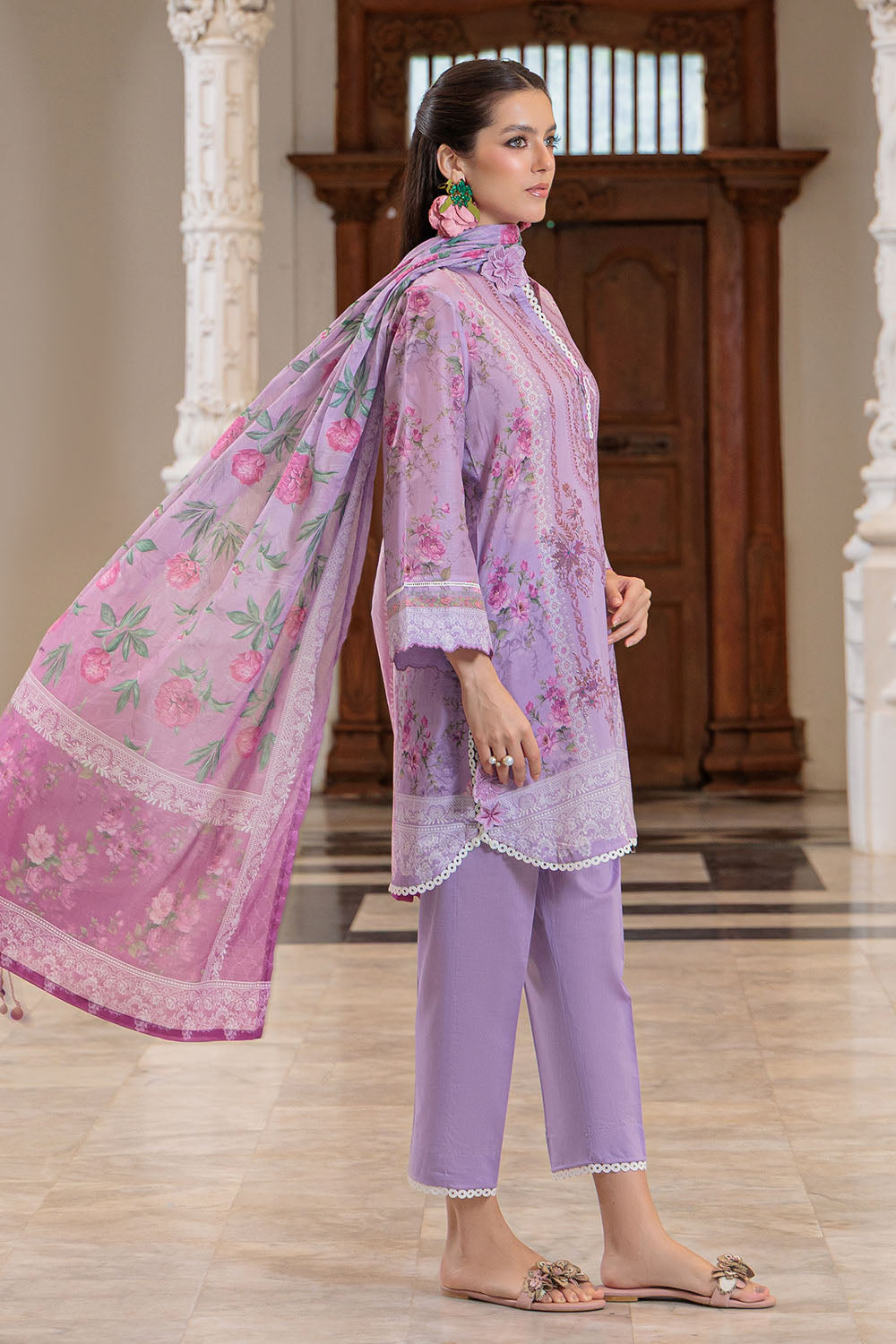 3 Piece Printed Lawn Suit and Dyed Trouser CL-62141