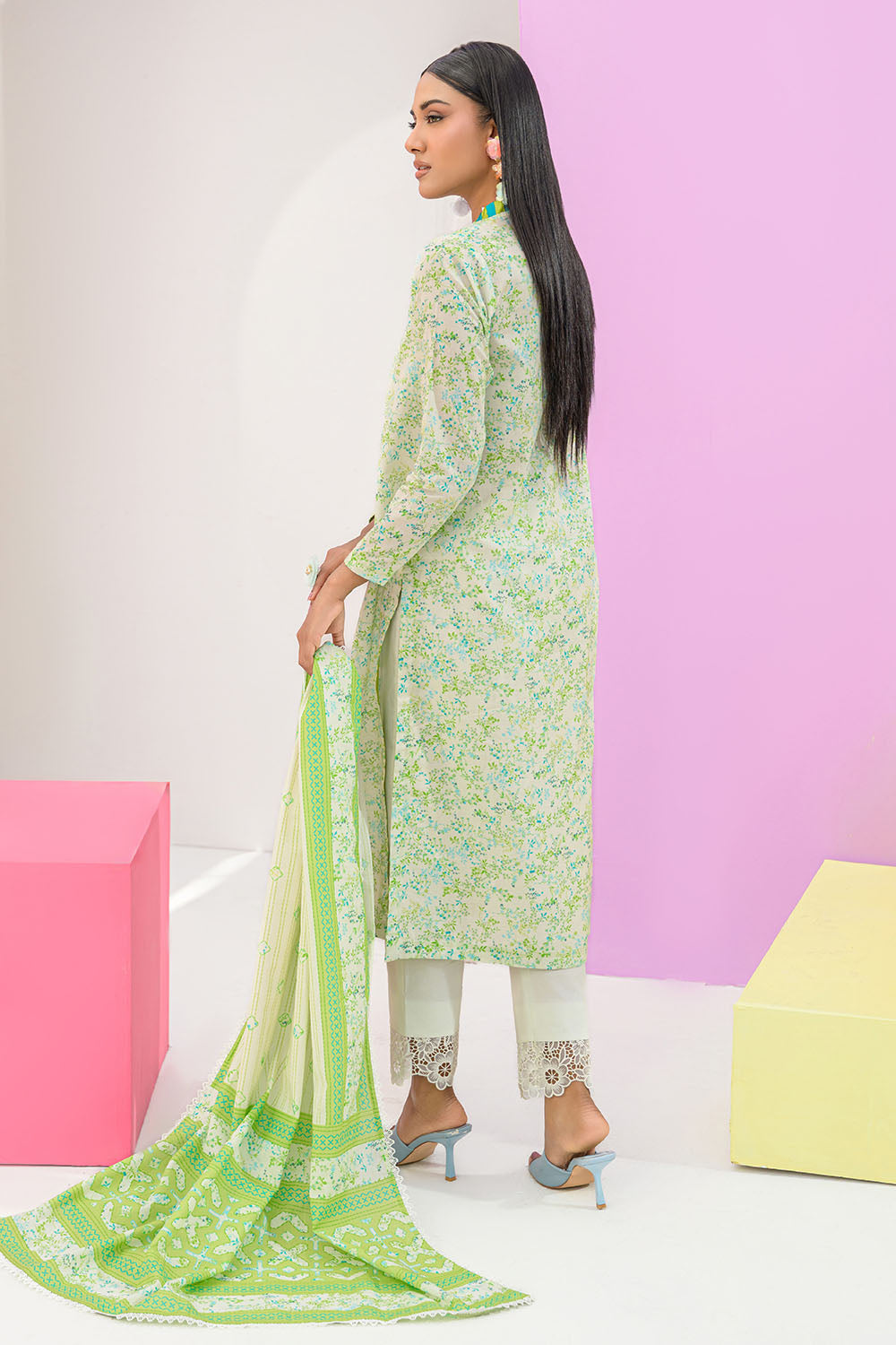 3 Piece Printed Lawn Suit and Dyed Trouser CL-62291 B