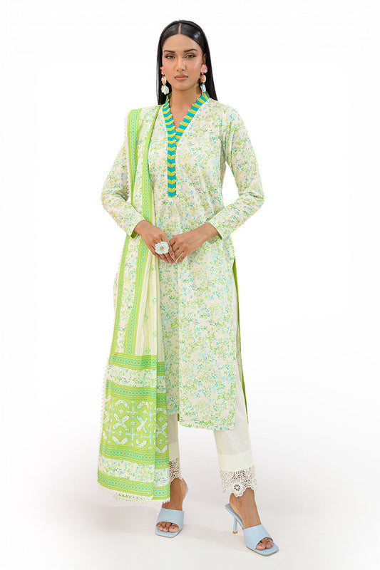 3 Piece Printed Lawn Suit and Dyed Trouser CL-62291 B