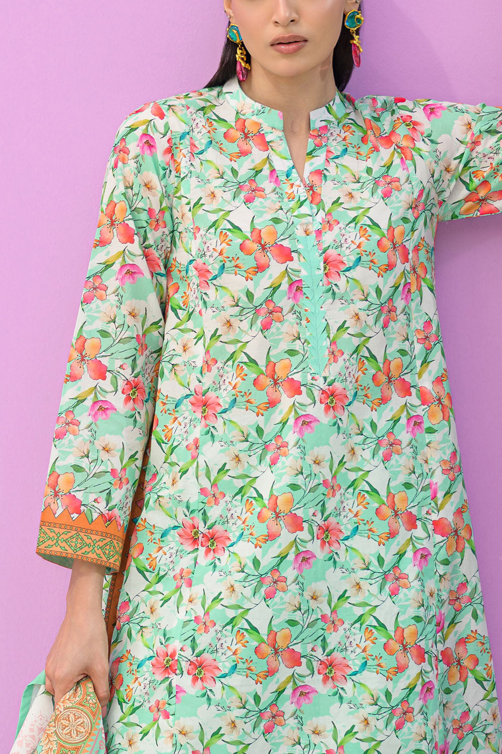 3 Piece Printed Lawn Suit and Dyed Trouser CL-62292 A