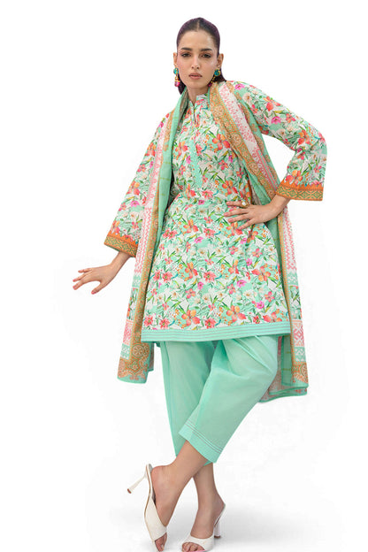 3 Piece Printed Lawn Suit and Dyed Trouser CL-62292 A