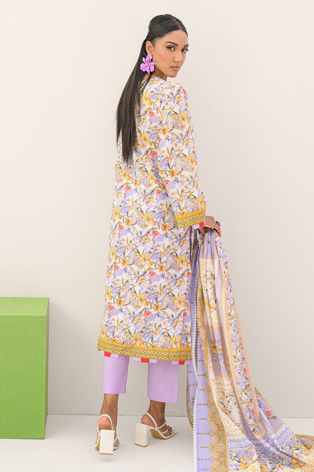 3 Piece Printed Lawn Suit and Dyed Trouser CL-62292 B