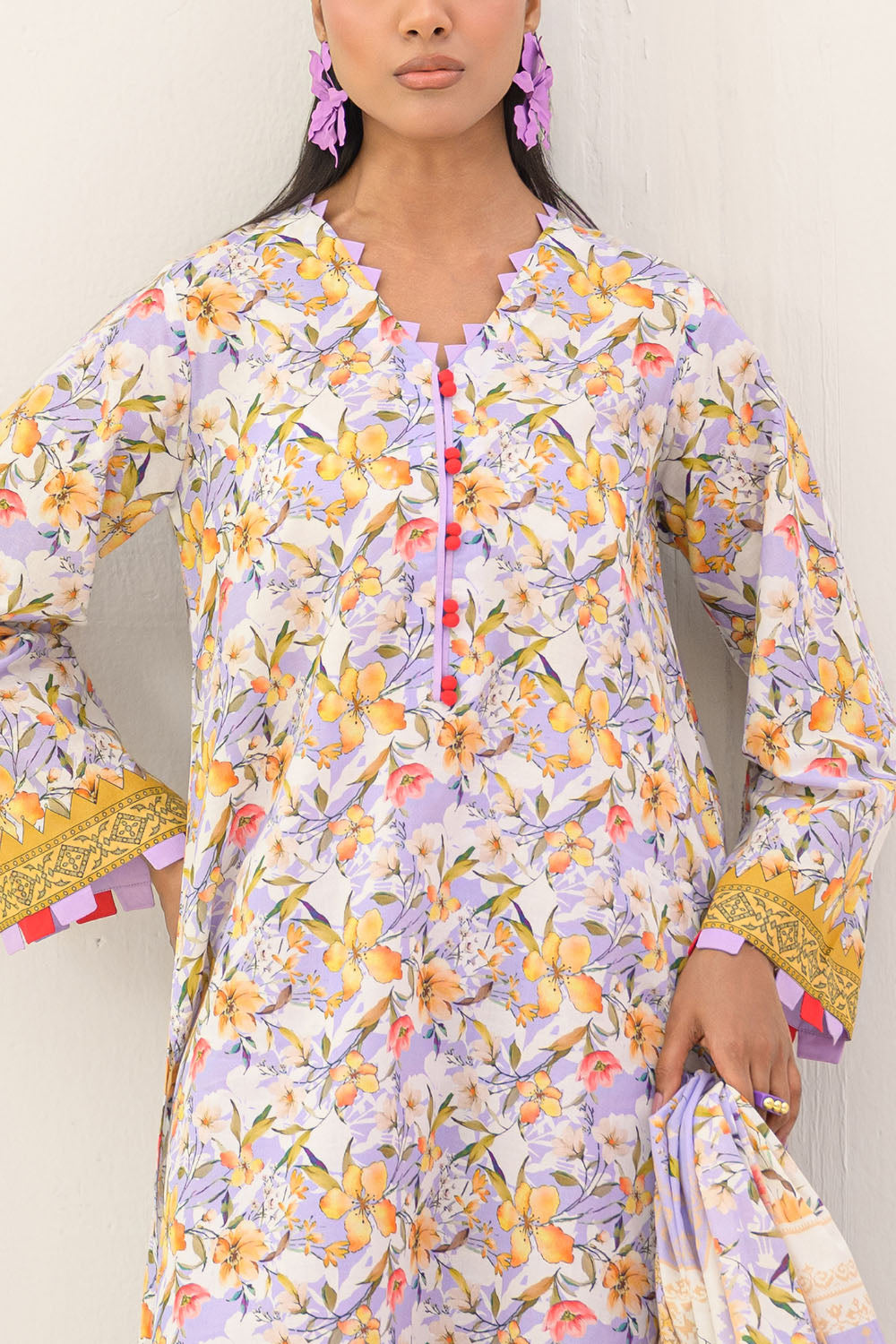 3 Piece Printed Lawn Suit and Dyed Trouser CL-62292 B