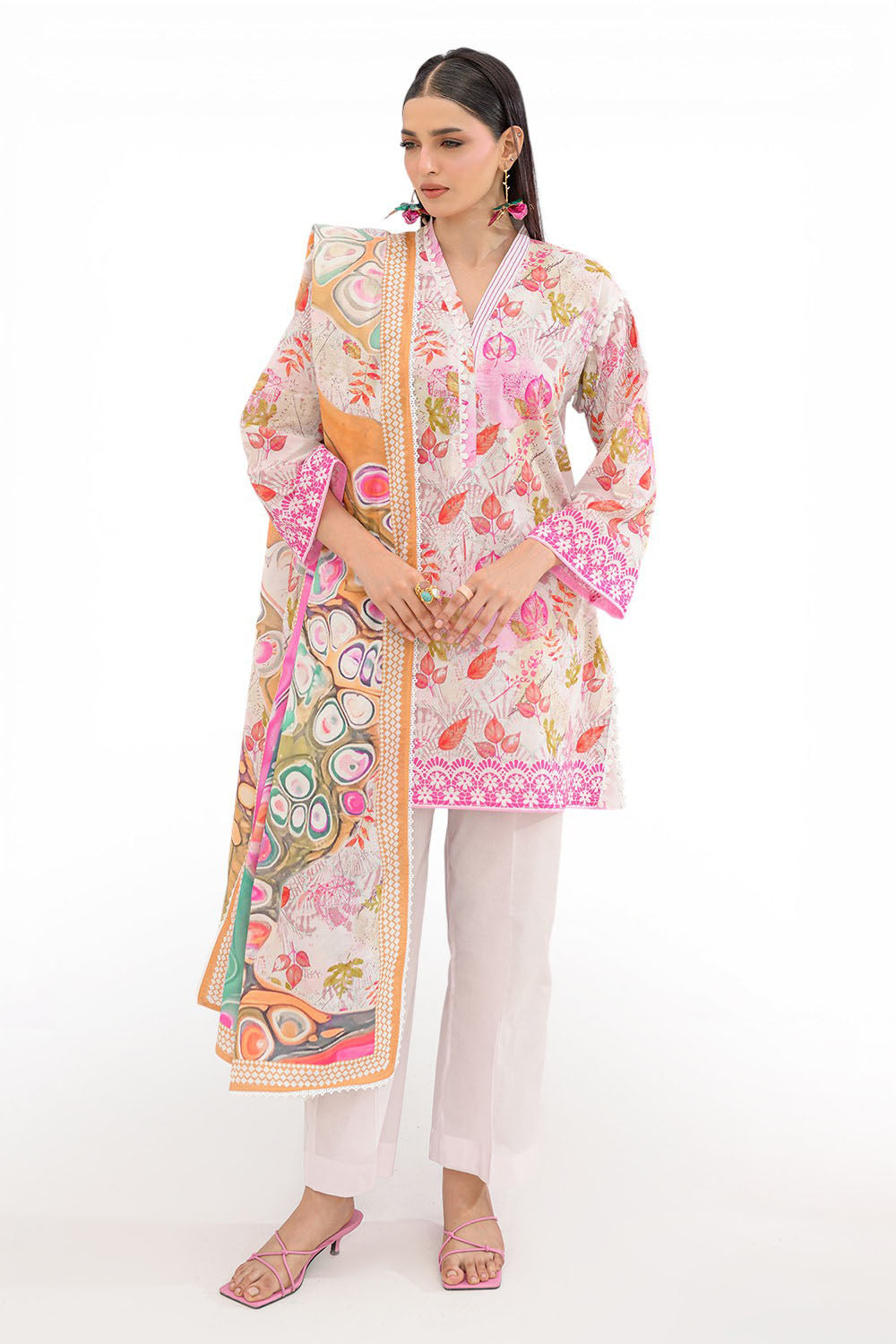 3 Piece Printed Lawn Suit and Dyed Trouser CL-62293 A