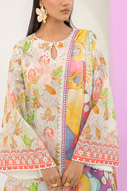 3 Piece Printed Lawn Suit and Dyed Trouser CL-62293 B