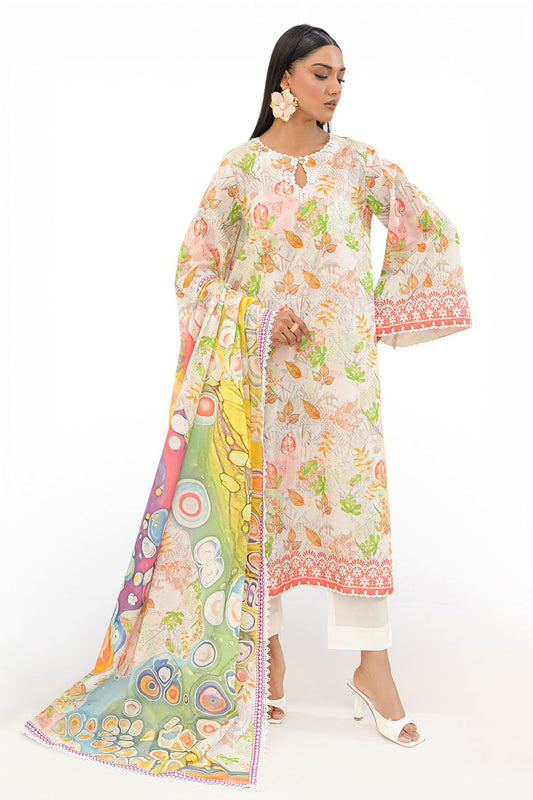 3 Piece Printed Lawn Suit and Dyed Trouser CL-62293 B