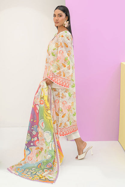 3 Piece Printed Lawn Suit and Dyed Trouser CL-62293 B