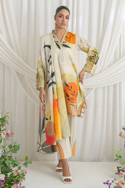 3 Piece Printed Mehsuri Stripe Lawn Suit with Printed Mehsuri Stripe Lawn Dupatta and Dyed Trouser GS-62001