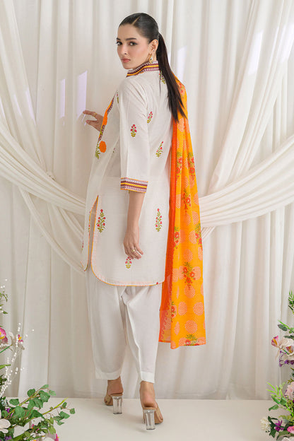 3 Piece Printed Mehsuri Stripe Lawn Suit with Printed Mehsuri Stripe Lawn Dupatta and Dyed Trouser GS-62003