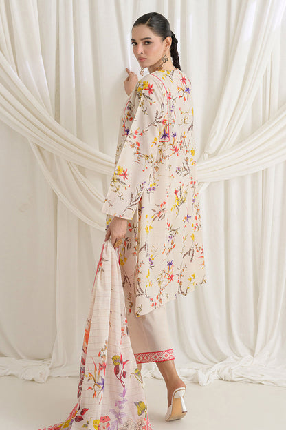 3 Piece Printed Mehsuri Stripe Lawn Suit with Printed Mehsuri Stripe Lawn Dupatta and Dyed Trouser GS-62004