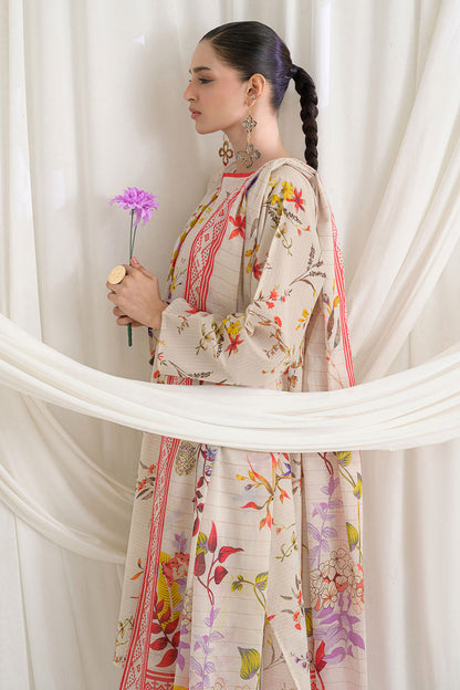 3 Piece Printed Mehsuri Stripe Lawn Suit with Printed Mehsuri Stripe Lawn Dupatta and Dyed Trouser GS-62004