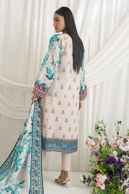 3 Piece Printed Mehsuri Stripe Lawn Suit with Printed Mehsuri Stripe Lawn Dupatta and Dyed Trouser GS-62005