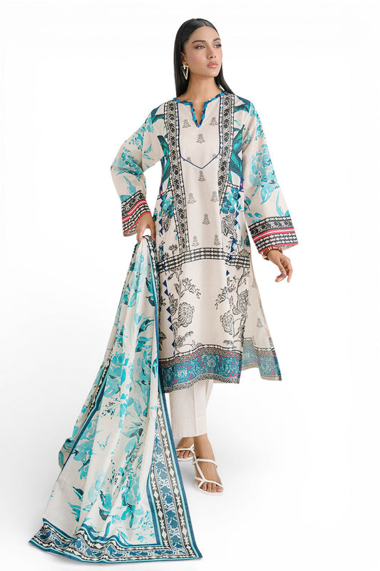 3 Piece Printed Mehsuri Stripe Lawn Suit with Printed Mehsuri Stripe Lawn Dupatta and Dyed Trouser GS-62005