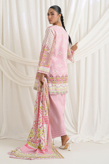 3 Piece Printed Mehsuri Stripe Lawn Suit with Printed Mehsuri Stripe Lawn Dupatta and Dyed Trouser GS-62007