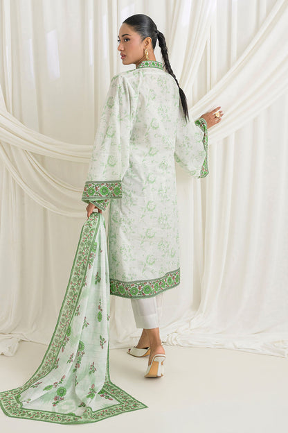 3 Piece Printed Mehsuri Stripe Lawn Suit with Printed Mehsuri Stripe Lawn Dupatta and Dyed Trouser GS-62008