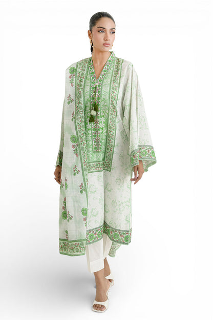 3 Piece Printed Mehsuri Stripe Lawn Suit with Printed Mehsuri Stripe Lawn Dupatta and Dyed Trouser GS-62008
