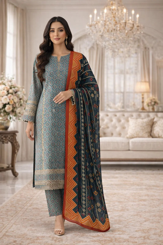 Unstitched Breeze Lawn Suit, All Over Stylish Printed Summer Wear Collection – Random Article VG- 28