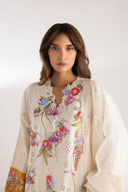 Stitched Lawn Embroidered Shirt+ Culotte